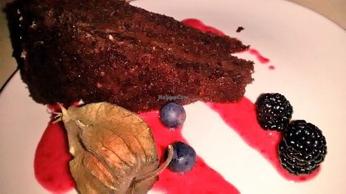 Chocolate cake at Henderson's Restaurant in Edinburgh