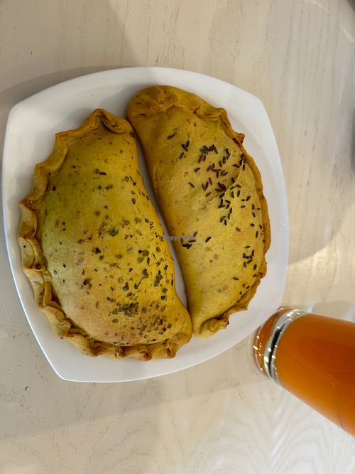 Pastry filled with vegetables and soy meat at Pas Beta in Klaipeda
