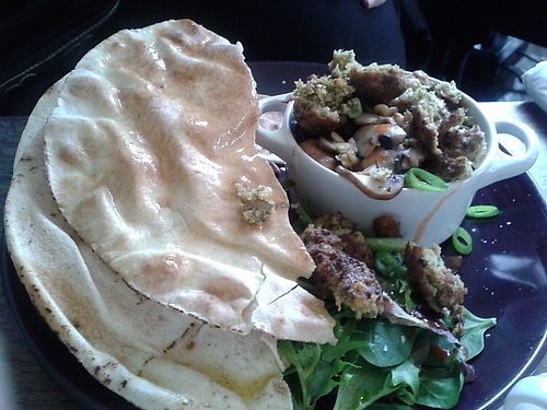 Baked hummus and falafels at The Wild Trapeze in Newcastle Upon Tyne