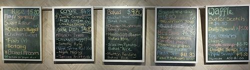 menu. vegan items are marked with v at The Clef Cafe 音符 in West Singapore