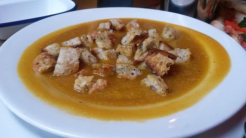 Butternut squash soup with croûtons  at dAt bAr in Newcastle Upon Tyne