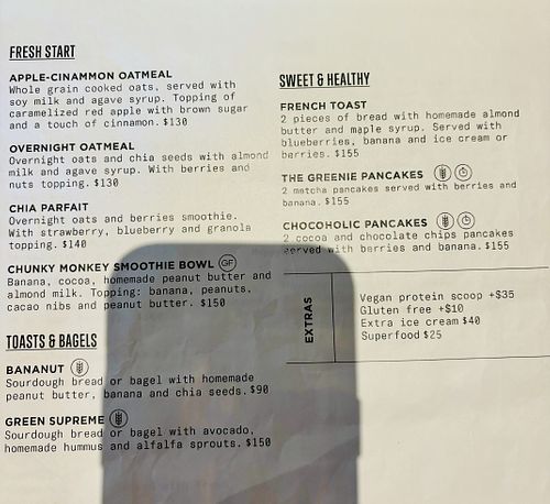 Menu - breakfast   at The Green Place in Puerto Vallarta