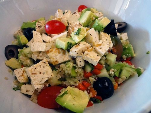 Quinoa salad with extra tofu at The Green Place in Puerto Vallarta