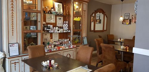 Vegan cosmetics area at Phoenix Plant Based Eatery in Prescot