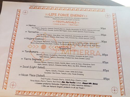 Menu side 2 at La Voz de Mi Tierra in San Francisco