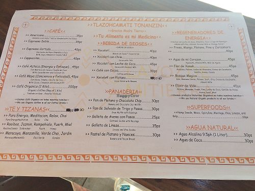 Menu side 1 at La Voz de Mi Tierra in San Francisco