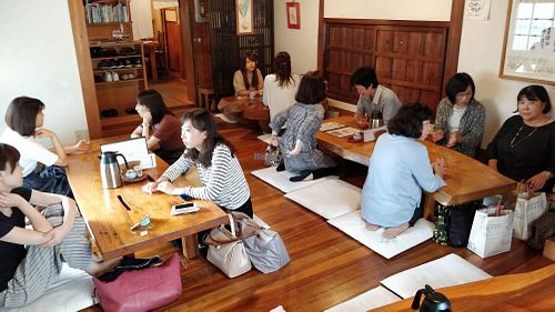 Restaurant interior at Yasai-Shokudo Koyama in Okayama