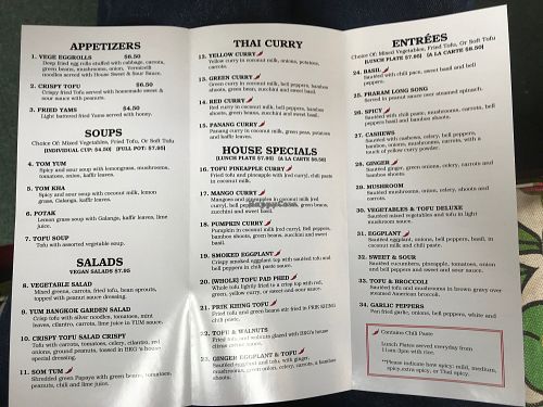 Vegan Menu but Watch Out for Honey at Bangkok Garden in Sacramento