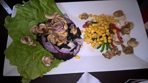 Chickpea burger (without the bun) at Nativo Austral in Coyhaique