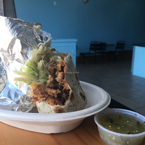 Burrito: Carnitas not “too” spicy!  at Doomie's NextMex - Vine in Hollywood