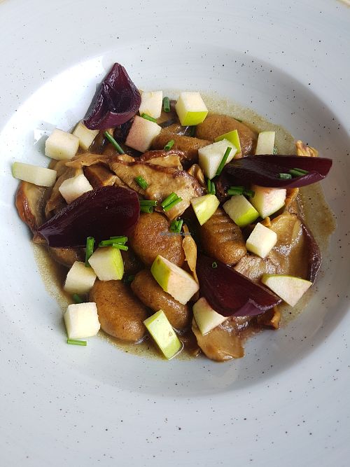 Pumpkin gnocchi with porcini ragout at Glow in Belgrade