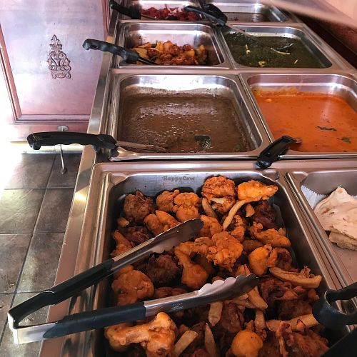 Buffet with 3 vegan entrees at Desi Dhaba in Cambridge