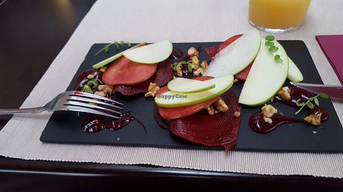 Beetroot ravioli with apple & walnuts at Le Petit Bistrot in Tenerife