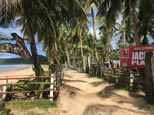 Entrance is on the small beach road - right side of the beach entrance. Maybe 10 min walk or more from the parking lot.  at Jack's Place  in El Nido