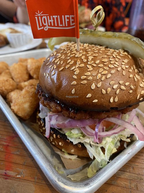 They’ve updated their vegan burger vendor to Lightlife. Not missing the Impossible or Beyond Burgers at all with this one!  at Golden Road Brewing in Anaheim