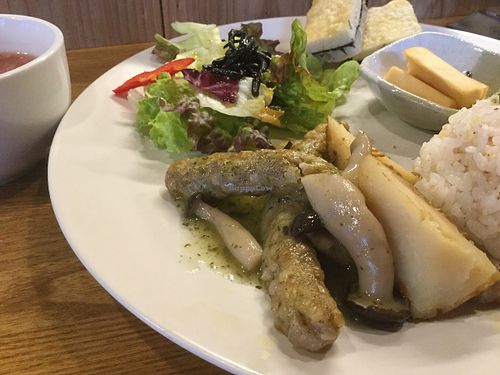 Buckwheat sausages  at Future Food Cafe Restaurant Tubu Tubu in Tokyo