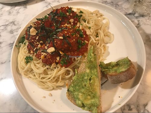 My boyfriend ordered the (cooked) spaghetti. Enjoyed the meatballs a lot! at The Moth Cafe - Downtown in Edmonton
