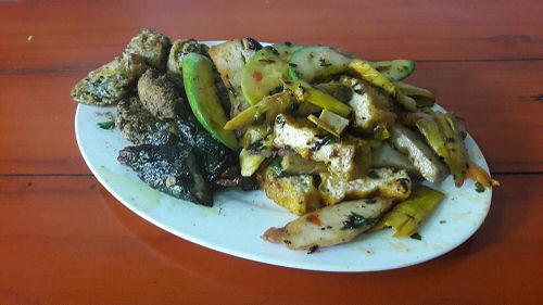 plate from buffet at Nha Hang Chay in Sapa