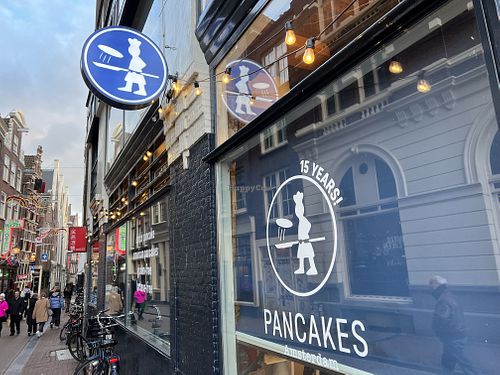 outside #Veganuary at Pancakes - Prins Hendrikkade in Amsterdam