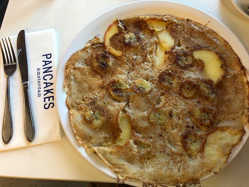Banana apple vegan Dutch pancake at Pancakes - Prins Hendrikkade in Amsterdam