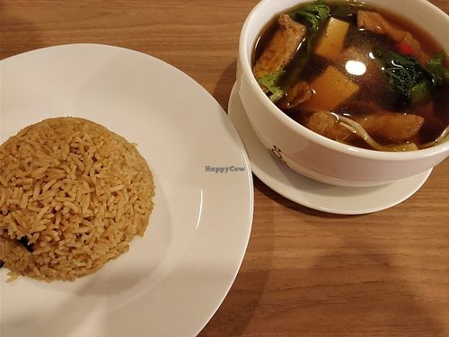 yam rice set with a bowl of soup at Maitree Cafe 慈素轩 in Central Singapore