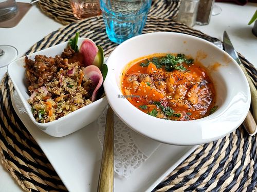 Bean soup and quinoa salad at Une Cuillère Pour Maman in Bergerac