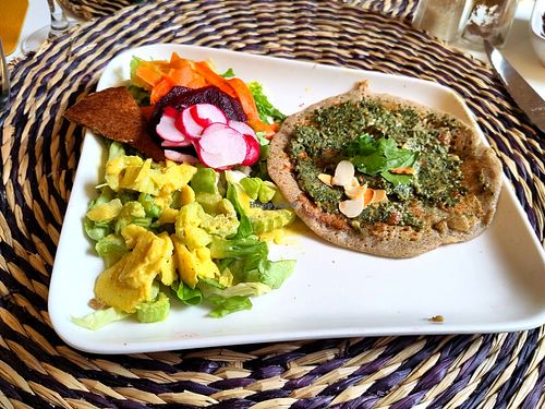 Blini and salad at Une Cuillère Pour Maman in Bergerac