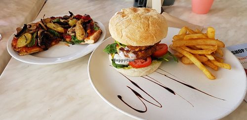 Vegan Big Burger and Vegan Pizza at Crackerjack in Cleveland