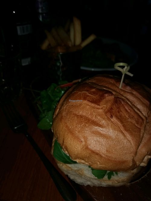 vegan lentil burger at Akva in Edinburgh