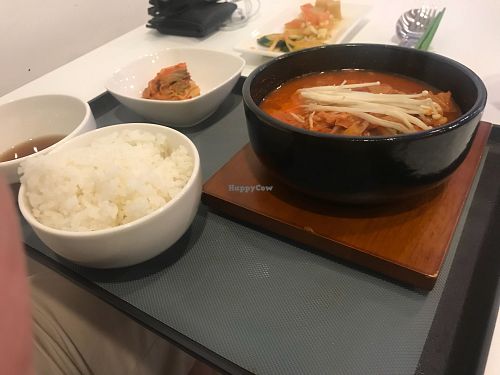 Kimchi stew at Soul Veggie Korean Vegetarian in Central Singapore
