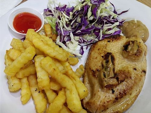 (mock) grilled chicken chop at PineGreen Fusion in Northeast Singapore