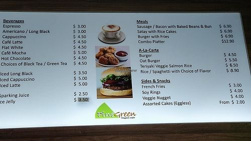 menu in the western section of cafe at PineGreen Fusion in Northeast Singapore