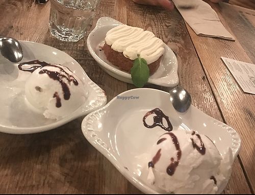 Vegan coconut ice cream and Carrot cake at Bareburger in Rockville Centre