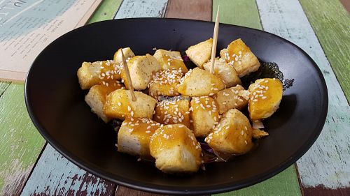 Tofu curry with sate sauce at Green Shelter in Koh Tao