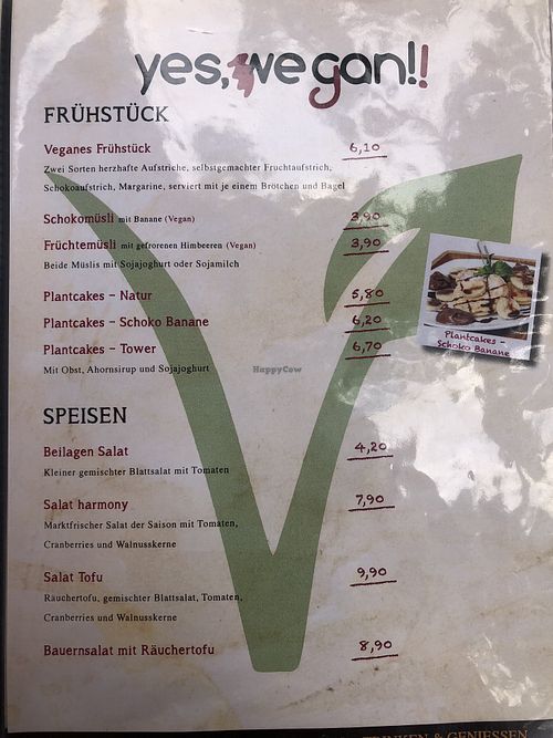 Vegan selection on the menue Page 1 at Café Harmony in Bad Hersfeld