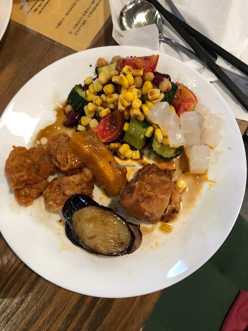 Salad, Stuffed eggplant at Simple me 素來素往 in Kowloon