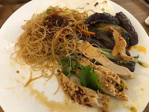 fried rice vermicelli, spicy veg chicken at Simple me 素來素往 in Kowloon