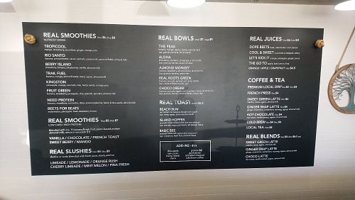 Liquid menu at Real Roots Cafe in Fort Oglethorpe