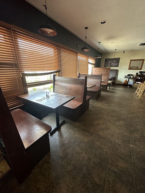 Window seating looking at route 6  at Brine in Eastham