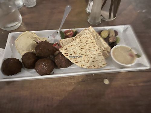 Mezze platter with falafel (without goat cheese)  at Brine in Eastham