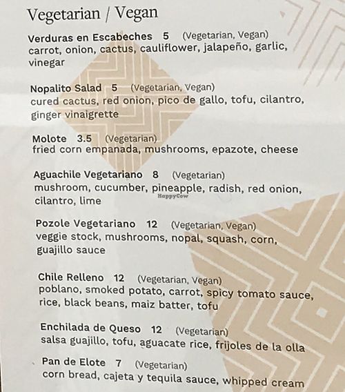 Vegetarian & Vegan Food Menu Options at Cocina Distrito in Downey
