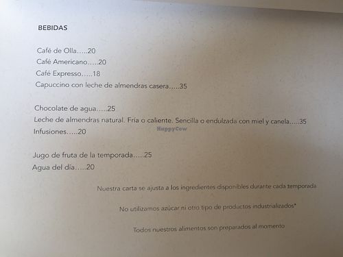 Menu3 at Hierba Dulce in Oaxaca