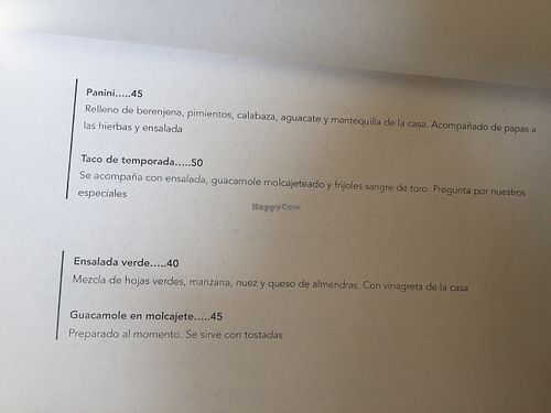 Menu2 at Hierba Dulce in Oaxaca