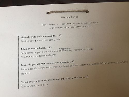 menu4 at Hierba Dulce in Oaxaca