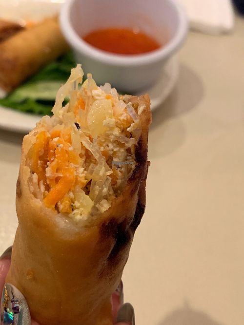 Egg roll filled with clear noodles, veggies and tofu. at Bun Dong Ba in Haltom City