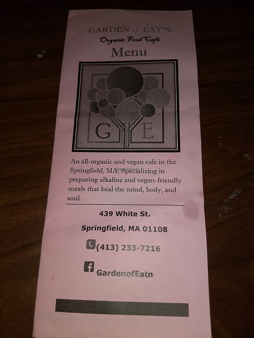 Menu front at Garden of Eat'n in Springfield