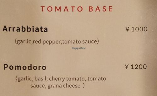 Vegetarian and vegan pasta at Bambino in Niigata