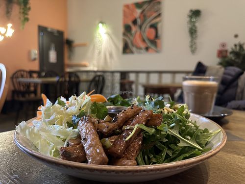 Their nourish salad with rice noodles, avocado and vegan chick’n strips #Veganuary at Seeds for the Soul in Edinburgh
