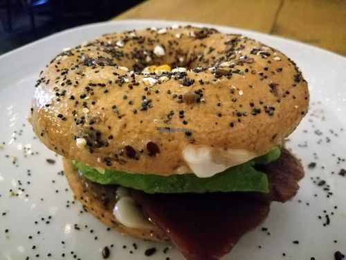Avocado and bacon bagel at Seeds for the Soul in Edinburgh