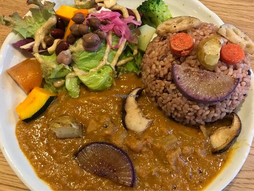 Hahah ... animal face on vegan plate ????. Beat vegan curry I’ve eaten  at Horieza in Kobe